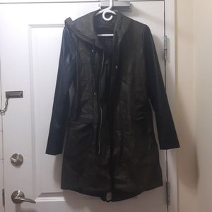 Zara coat with leather sleeves